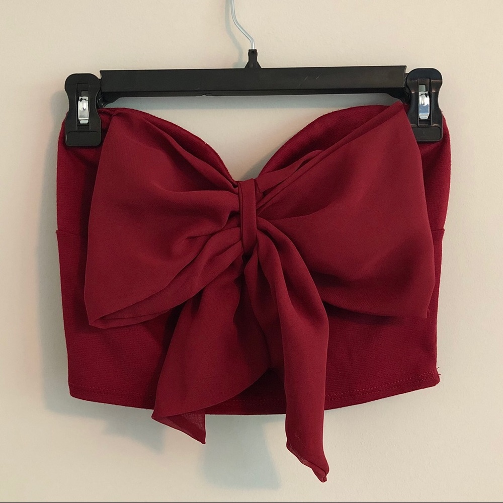 Maroon Bow Crop Top